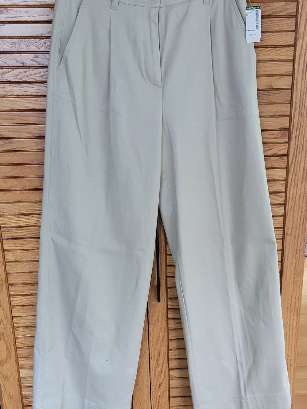 Wide-Leg High-Rise Cream Trousers